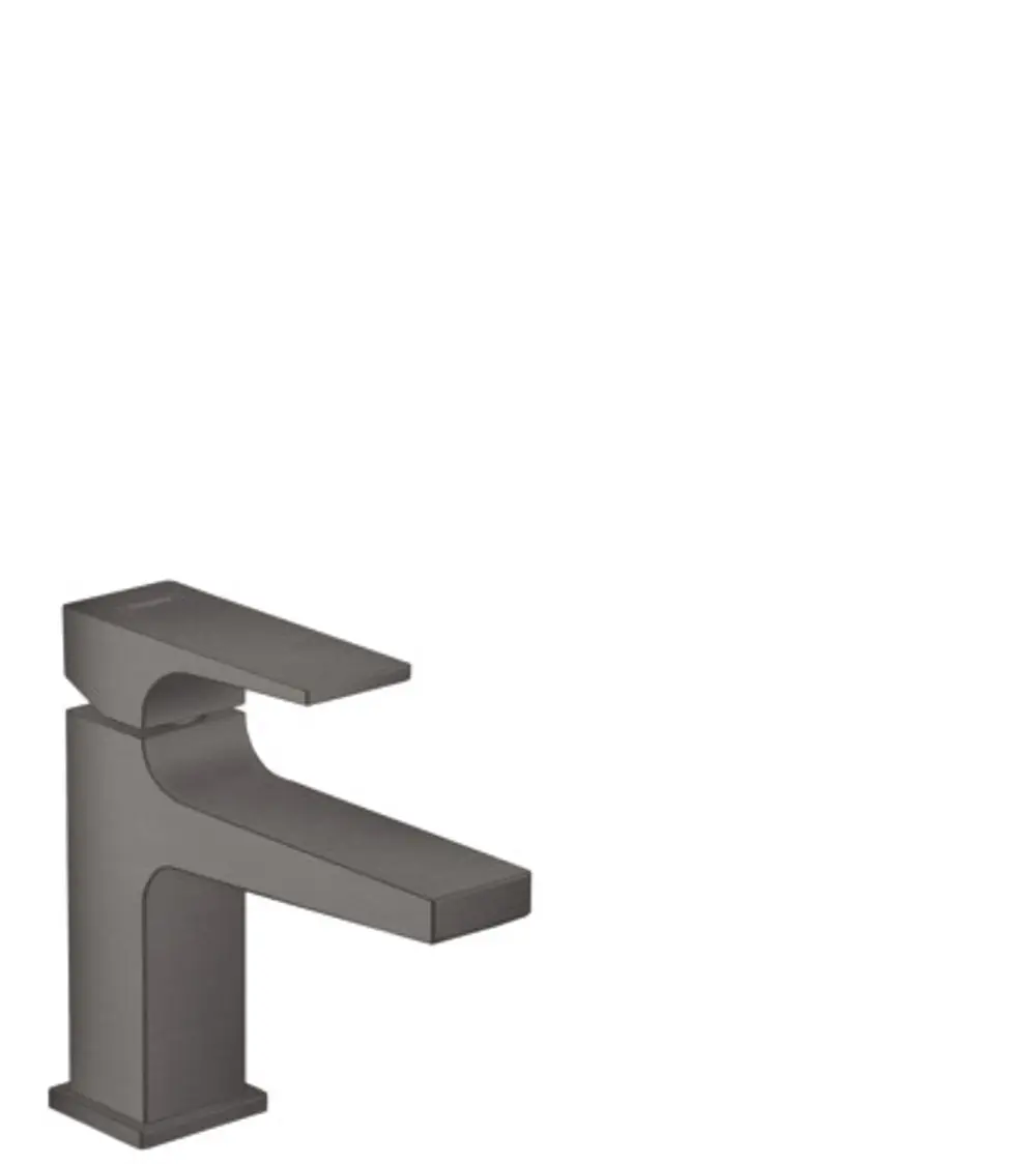 Schwarzer Waschtischmischer mit Hebelgriff von Hansgrohe, minimalistisches Design, geeignet für Handwaschbecken, mit Push-Open Ablaufgarnitur.